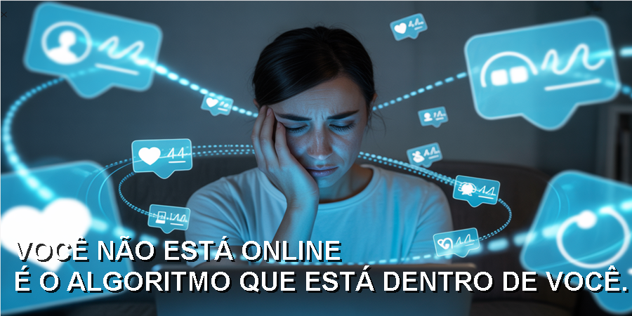 Visualização conceitual de um algoritmo determinando quais vídeos são exibidos — com base em interesse, engajamento e retenção, não em qualidade ou intenção